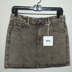 NEW JBD Just Black Vintage Wash Denim Micro Skirt Clean Hem Women's Size Small